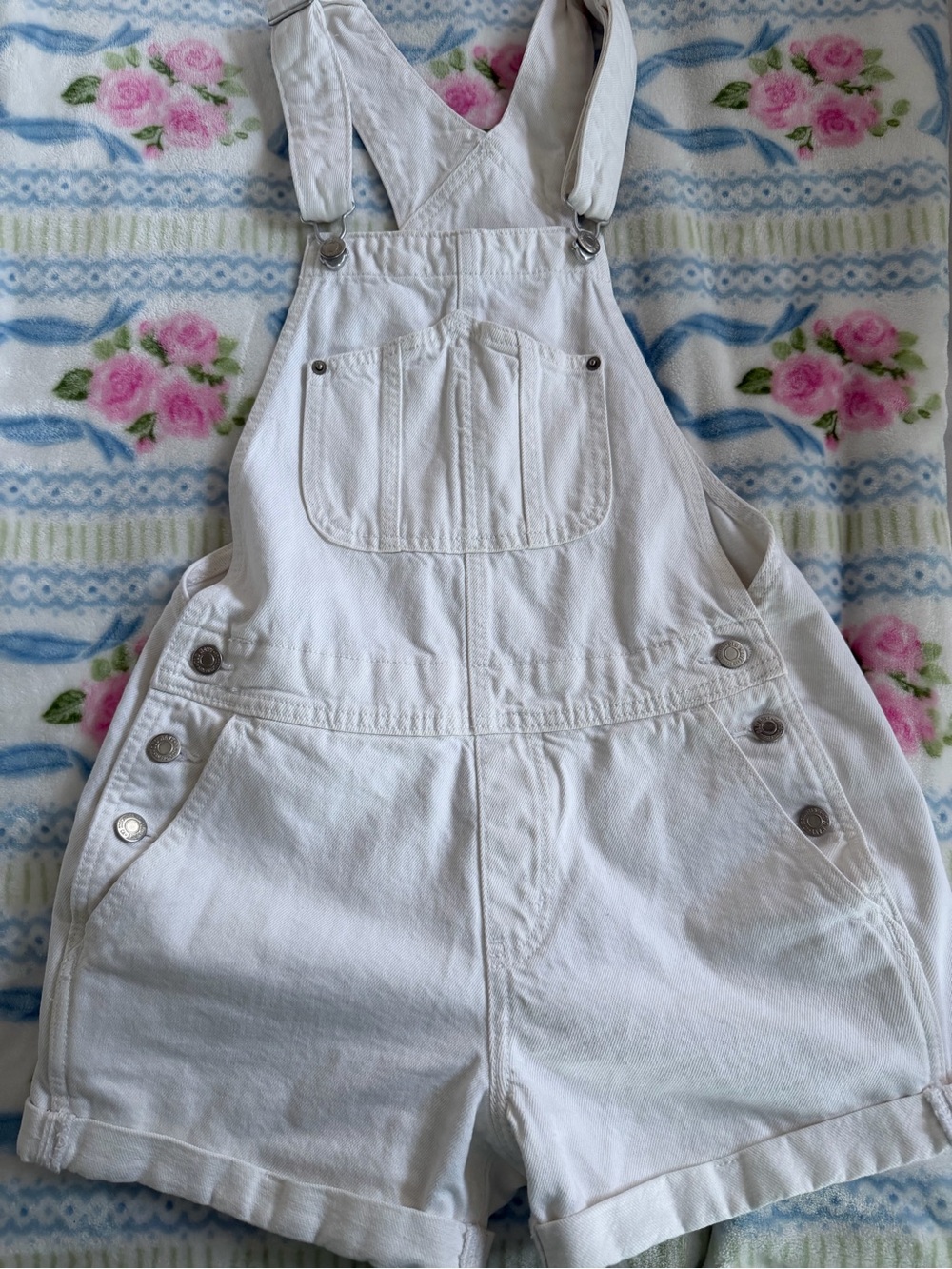 Old Navy White Short Denim Overalls